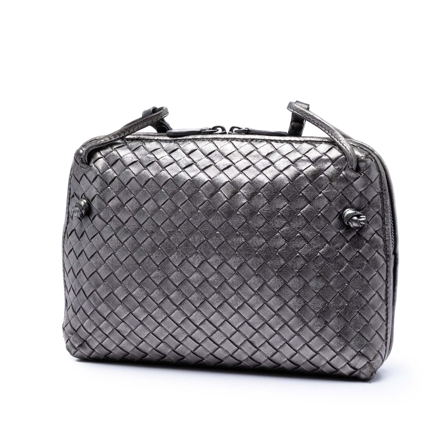 Bottega Veneta Metallic Nappa Intrecciato Nodini Crossbody