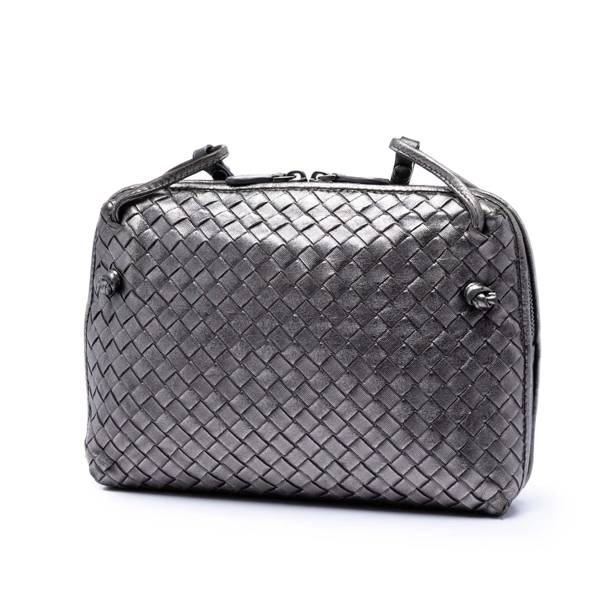 Bottega Veneta Metallic Nappa Intrecciato Nodini Crossbody
