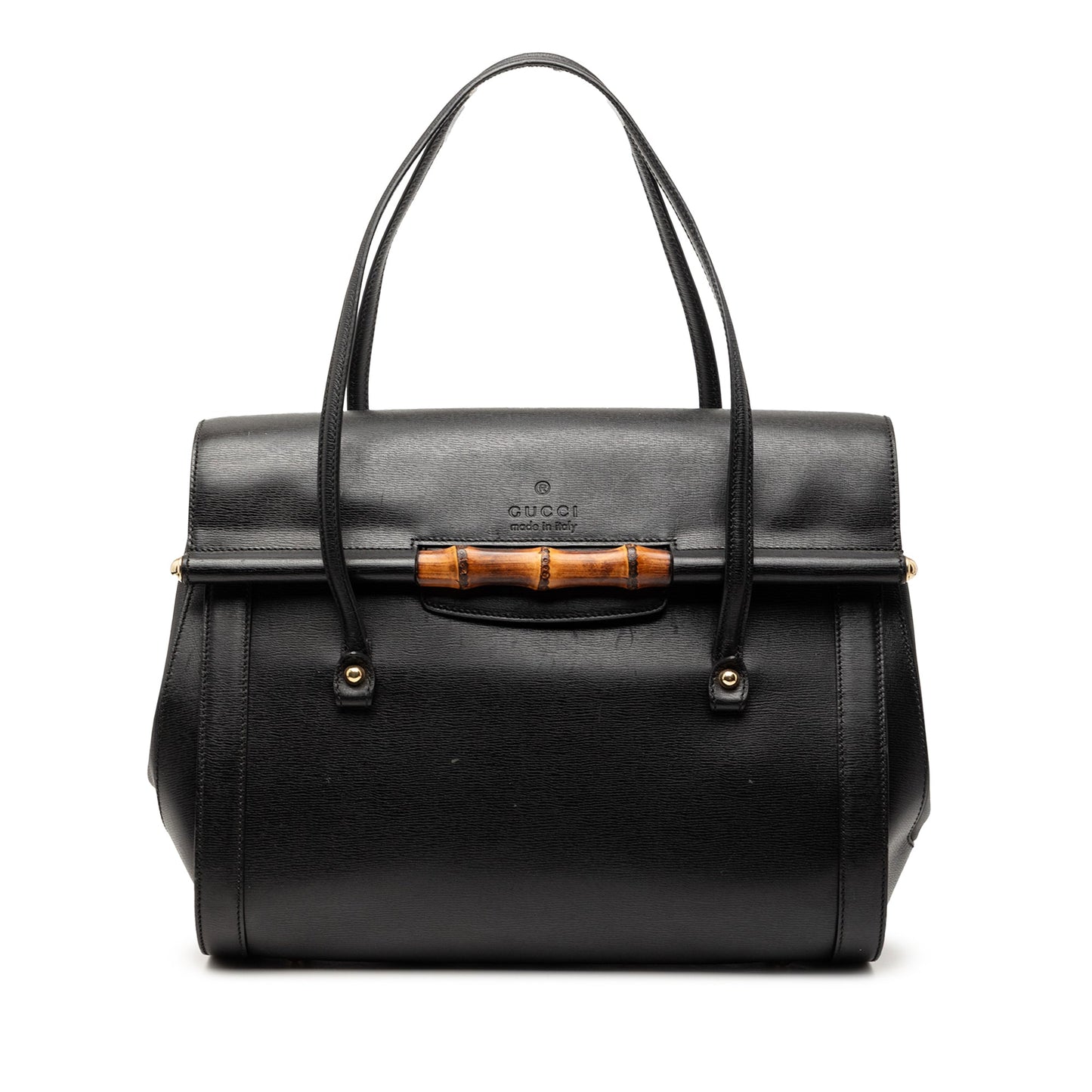 Gucci Large Leather Bamboo Bullet Tote