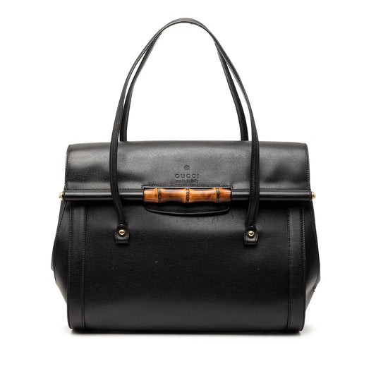 Gucci Large Leather Bamboo Bullet Tote