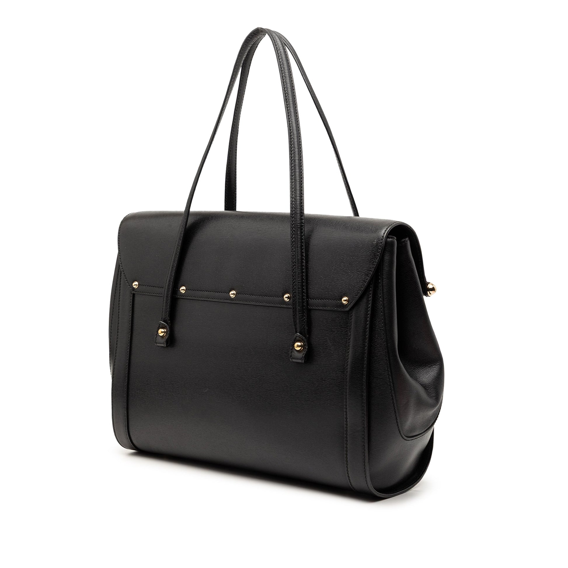 Gucci Large Leather Bamboo Bullet Tote