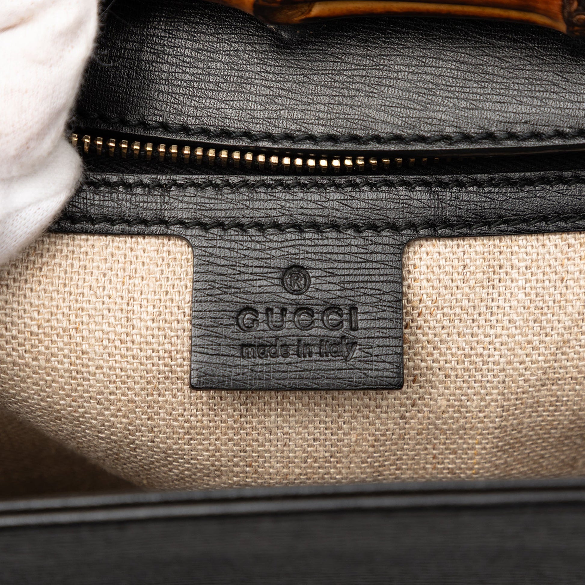 Gucci Large Leather Bamboo Bullet Tote