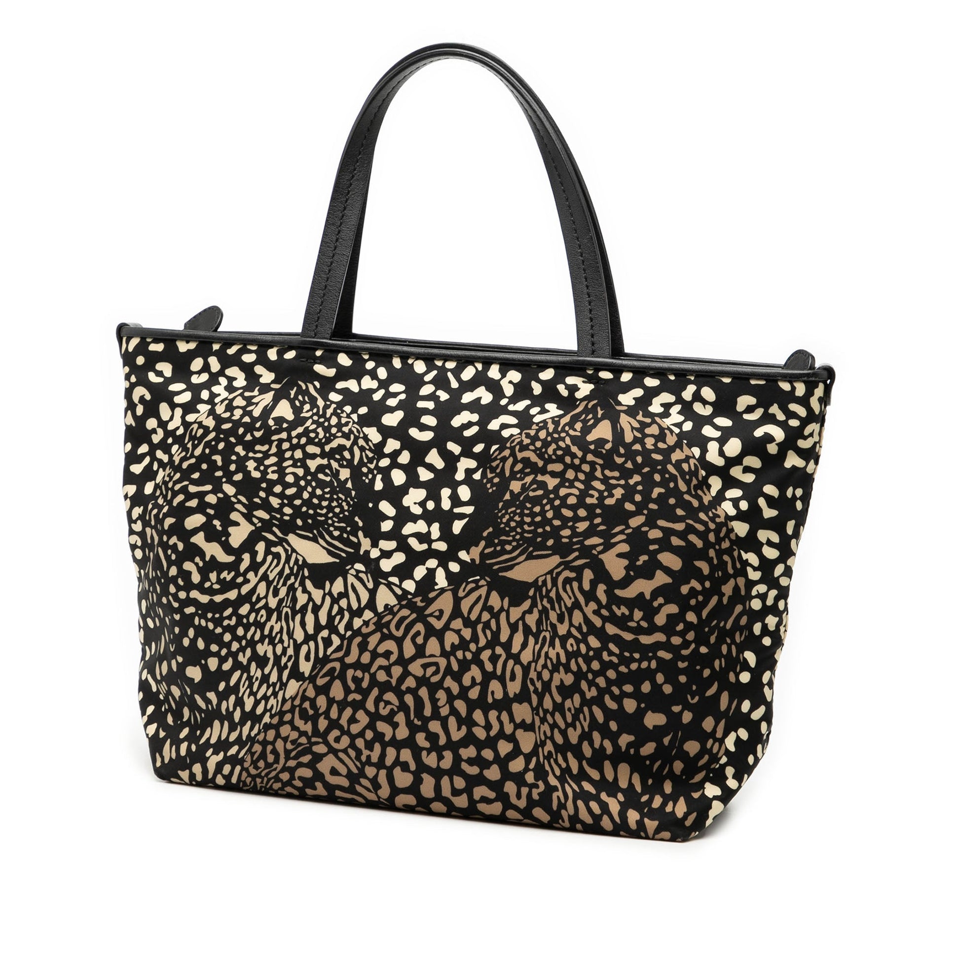 Ferragamo Nylon Leopard Print Gancini Tote