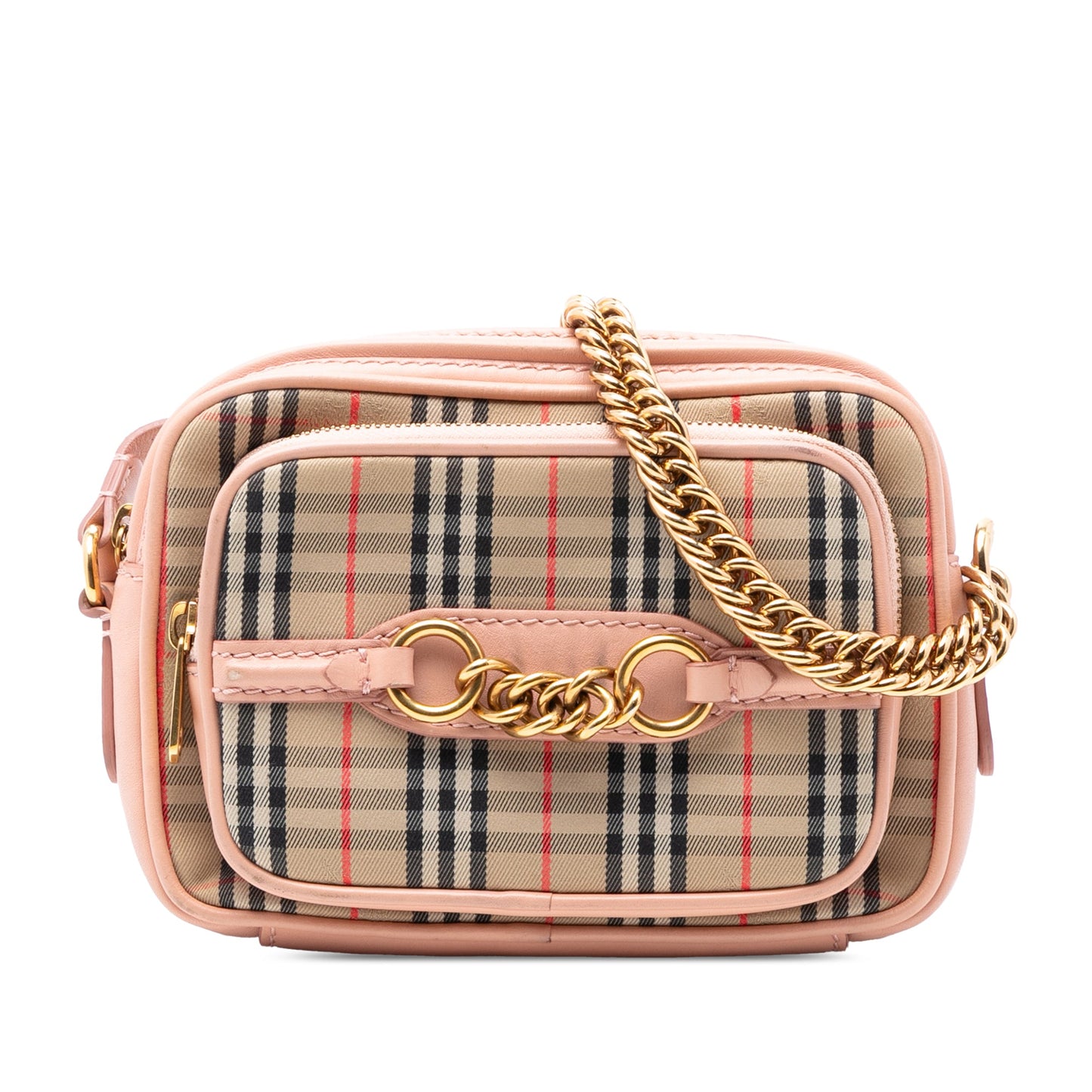 Burberry 1983 Knight Check Canvas and Calfskin Link Camera Bag