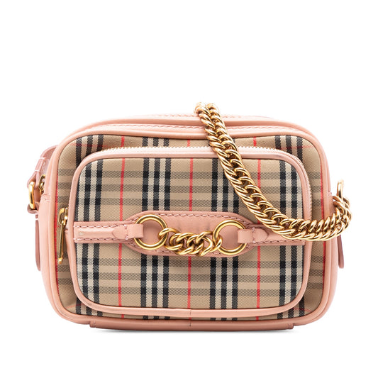 Burberry 1983 Knight Check Canvas and Calfskin Link Camera Bag