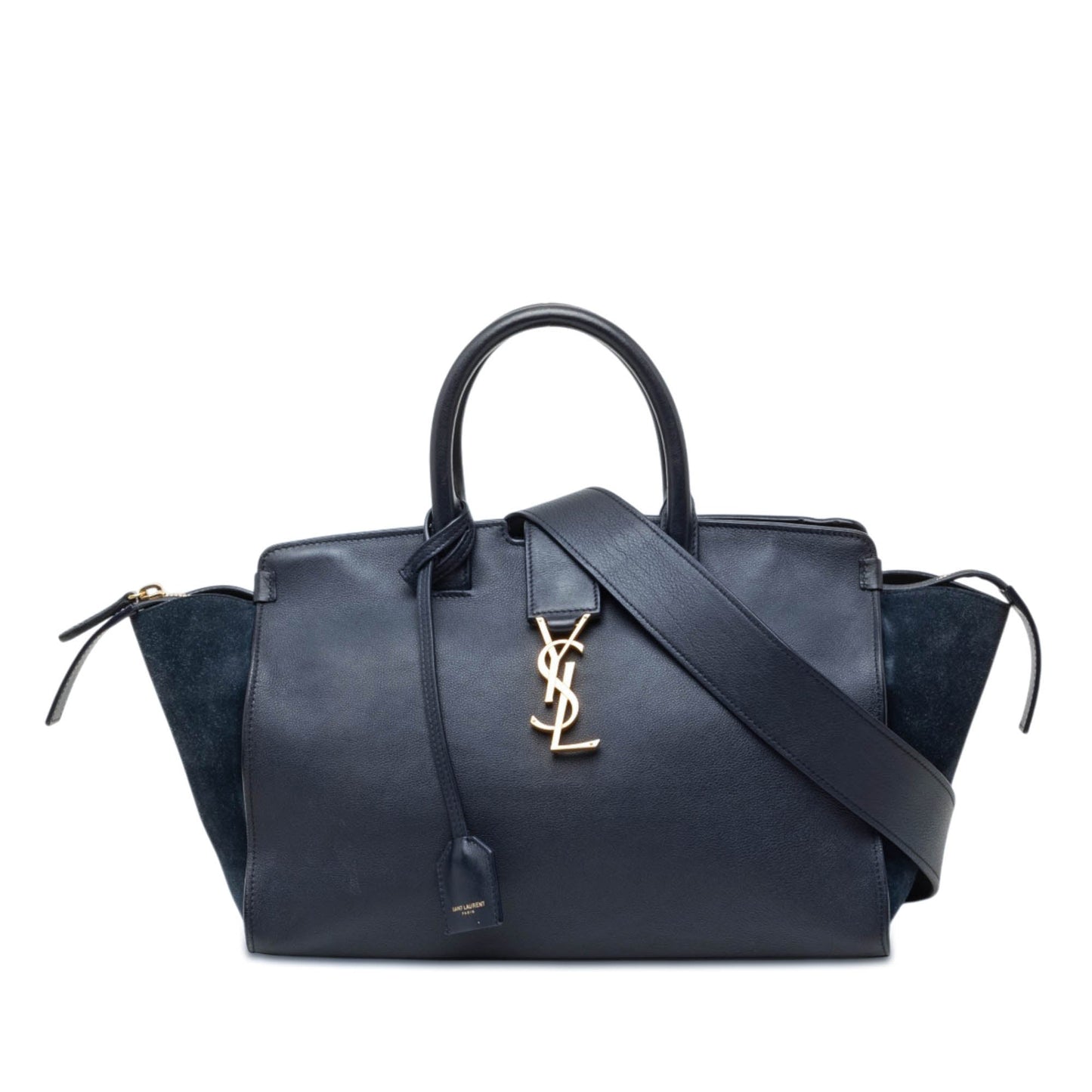 Saint Laurent Small Suede Trimmed Calfskin Downtown Cabas Satchel