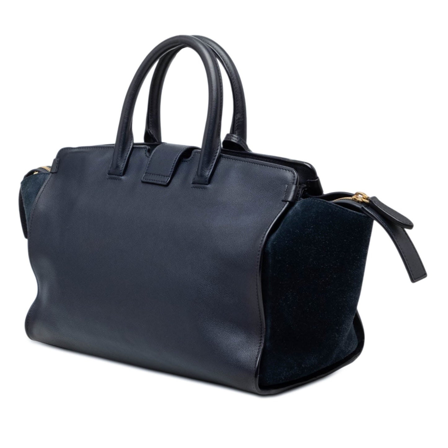 Saint Laurent Small Suede Trimmed Calfskin Downtown Cabas Satchel