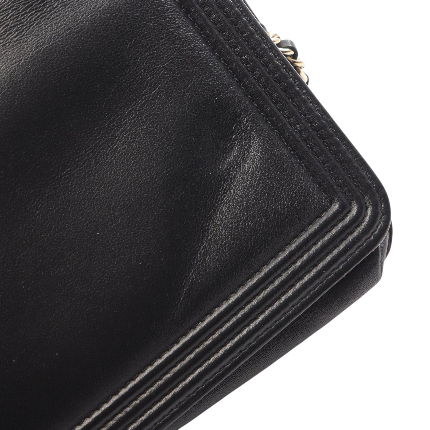 Chanel Bicolor Calfskin and Goatskin Boy Wallet On Chain