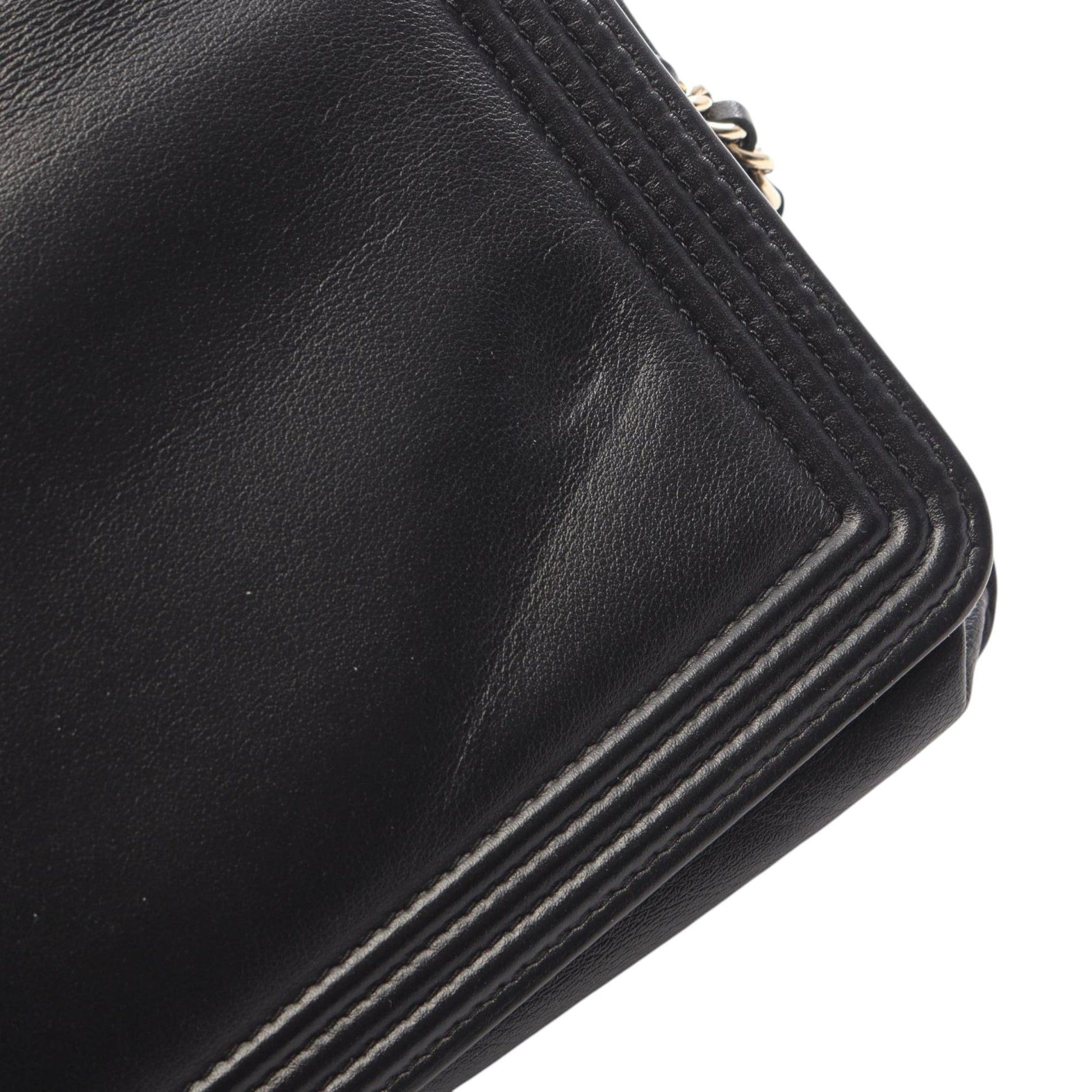 Chanel Bicolor Calfskin and Goatskin Boy Wallet On Chain