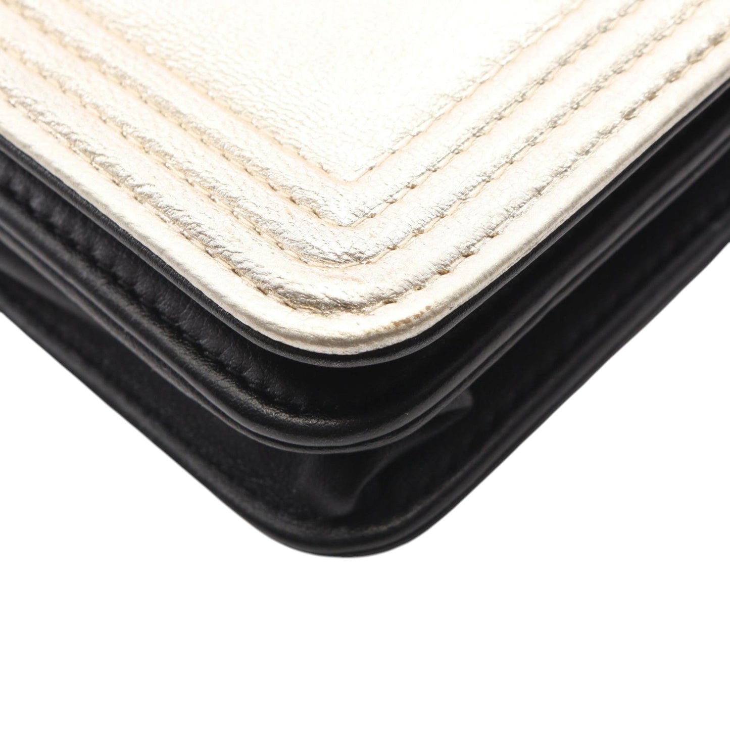Chanel Bicolor Calfskin and Goatskin Boy Wallet On Chain