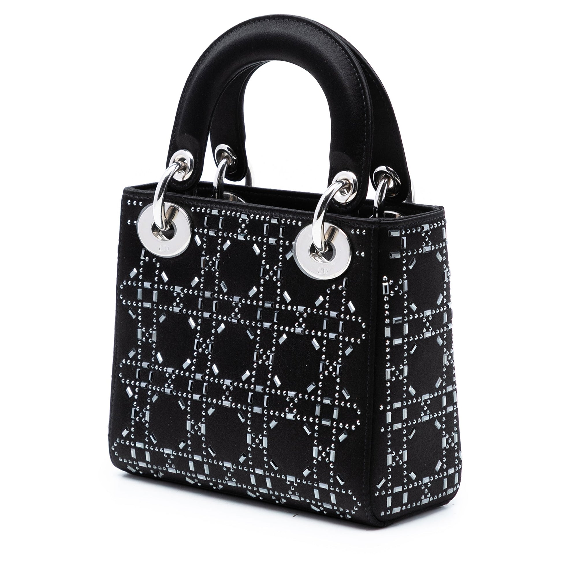 Dior Mini Satin Cannage Strass Crystal Embellished Lady Dior