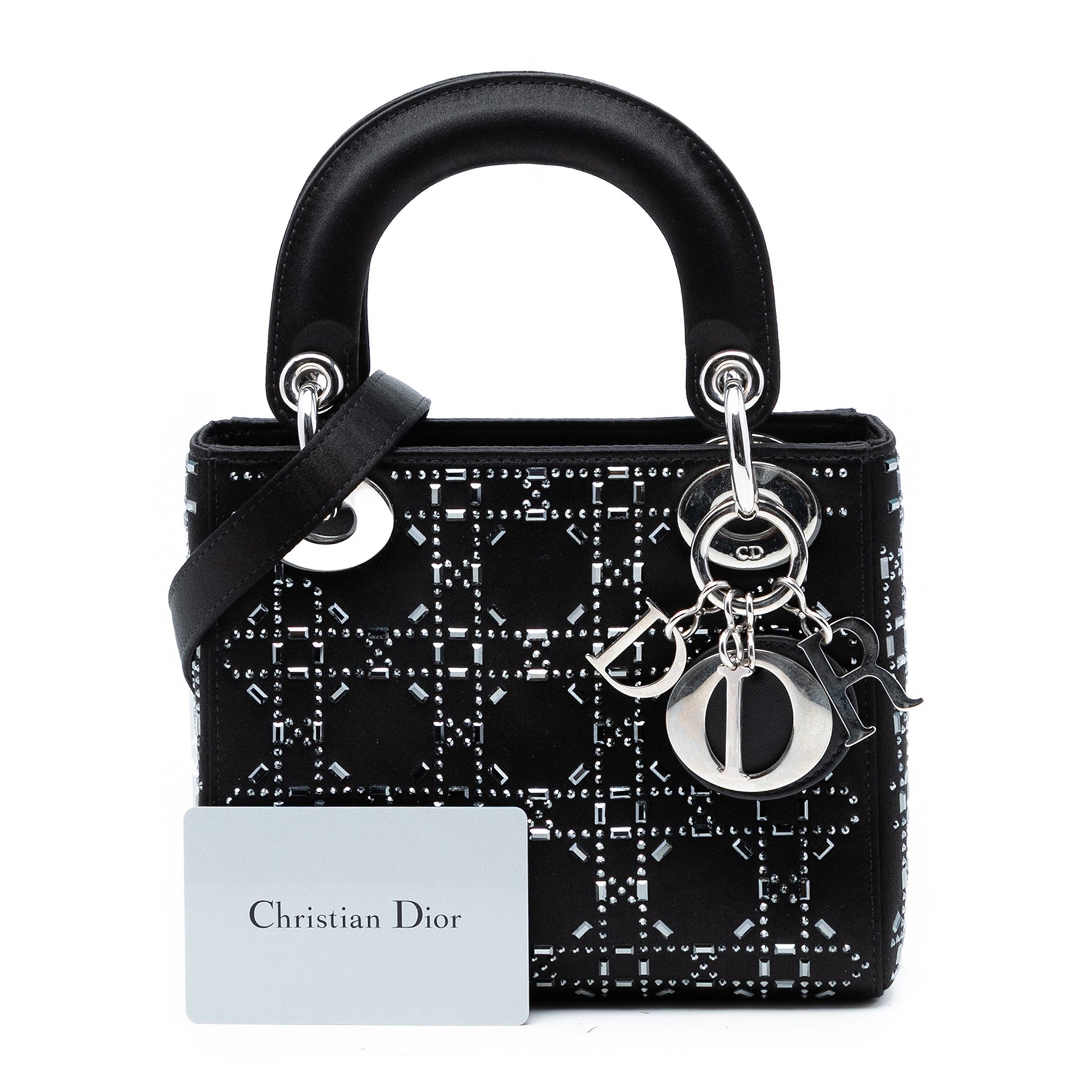 Dior Mini Satin Cannage Strass Crystal Embellished Lady Dior