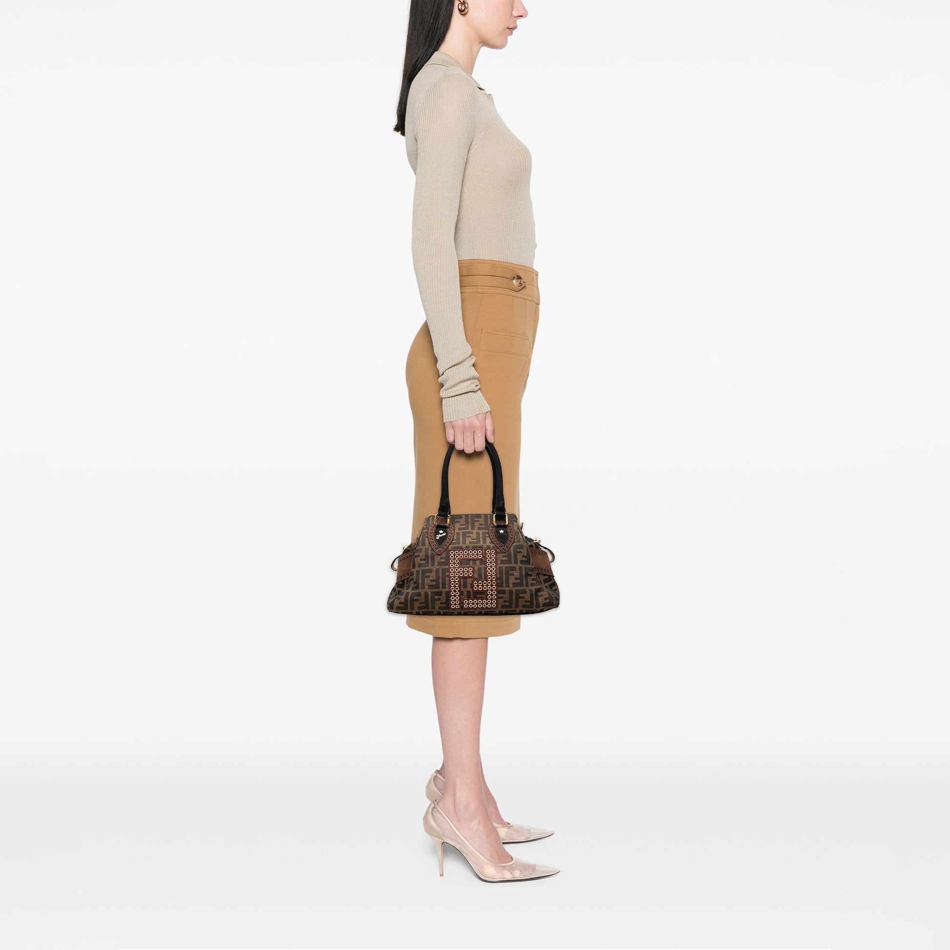 Fendi Zucca Canvas Grommet Etniko Du Jour Tote
