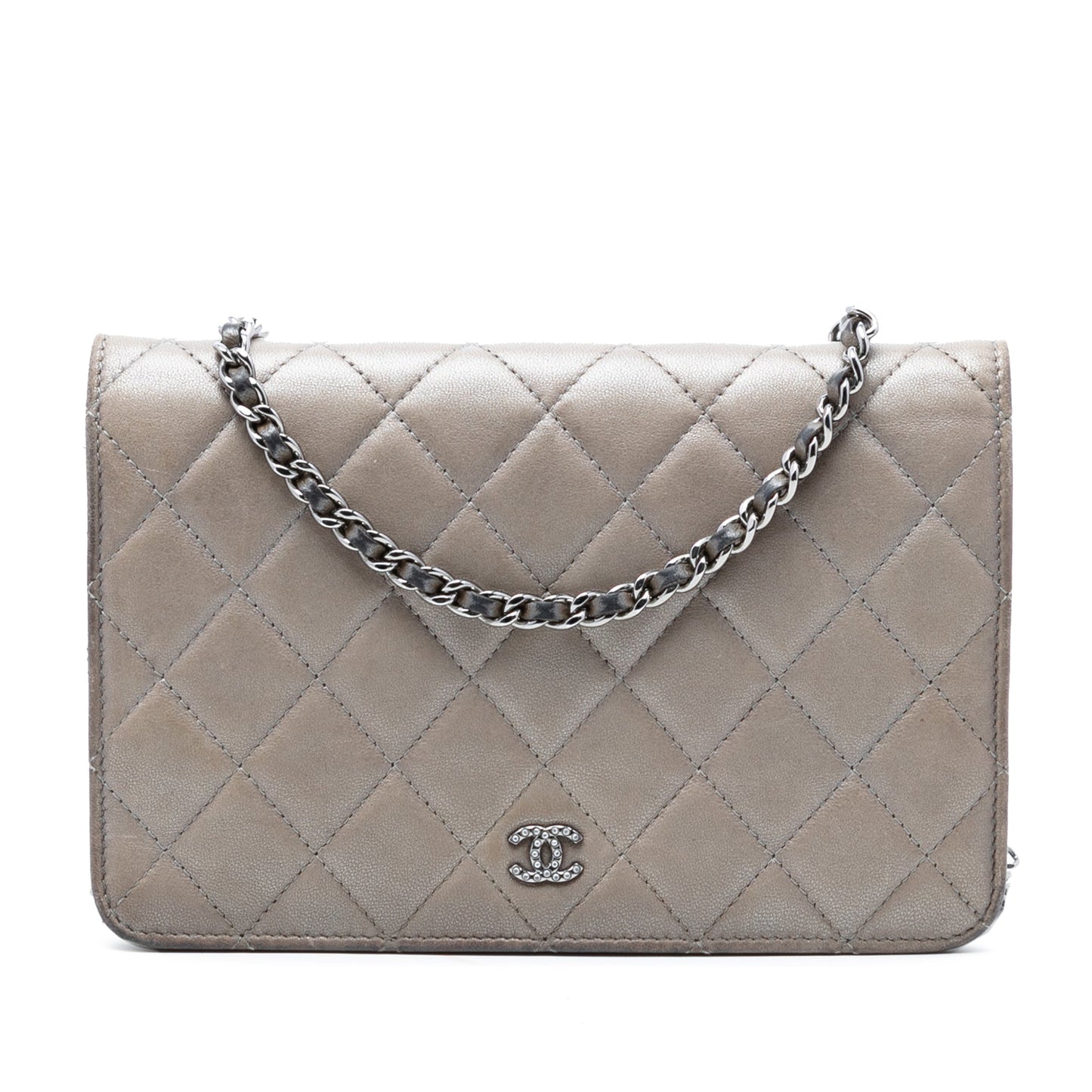 CC Quilted Lambskin Full Flap Wallet on Chain