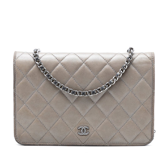 CC Quilted Lambskin Full Flap Wallet on Chain