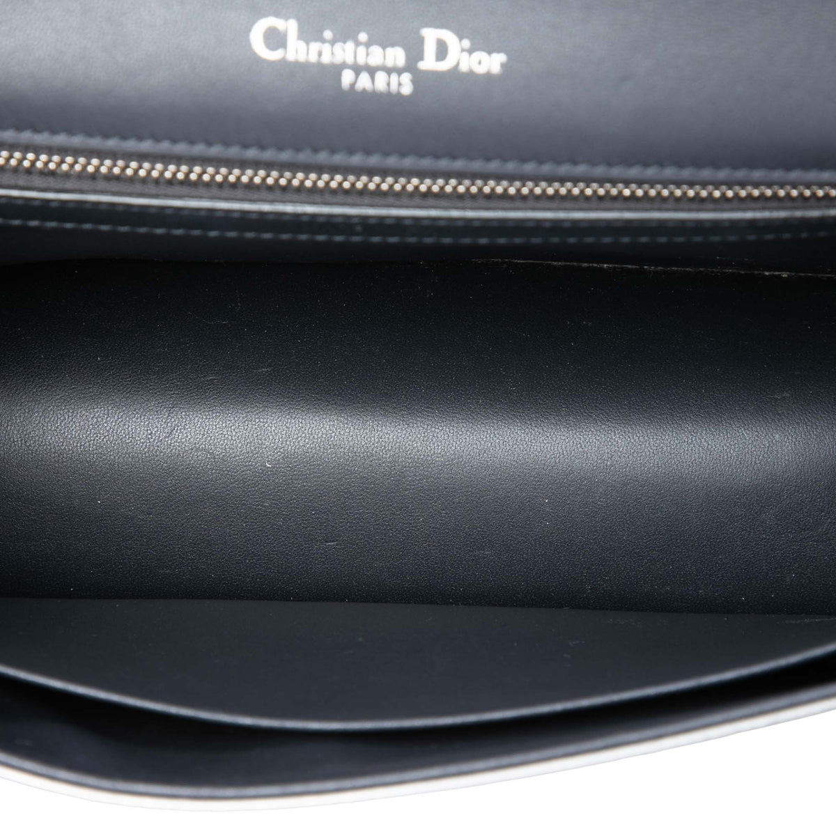Dior Medium Metallic Patent Microcannage Diorama Flap — Silver