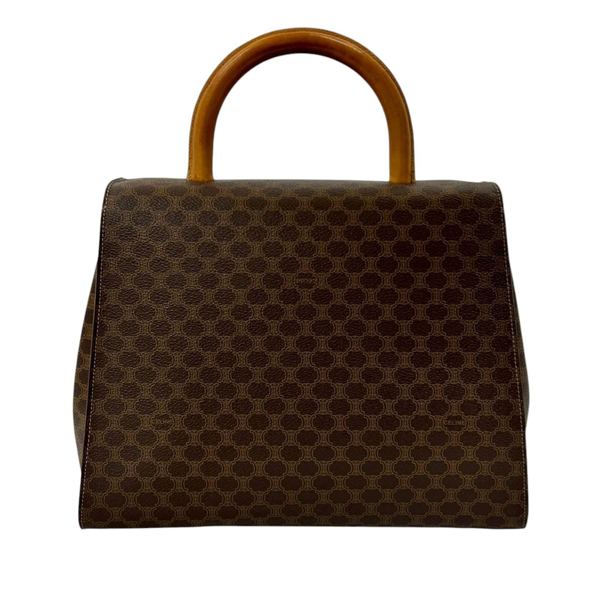 Celine Macadam Coated Canvas Medallion Handbag — Brown