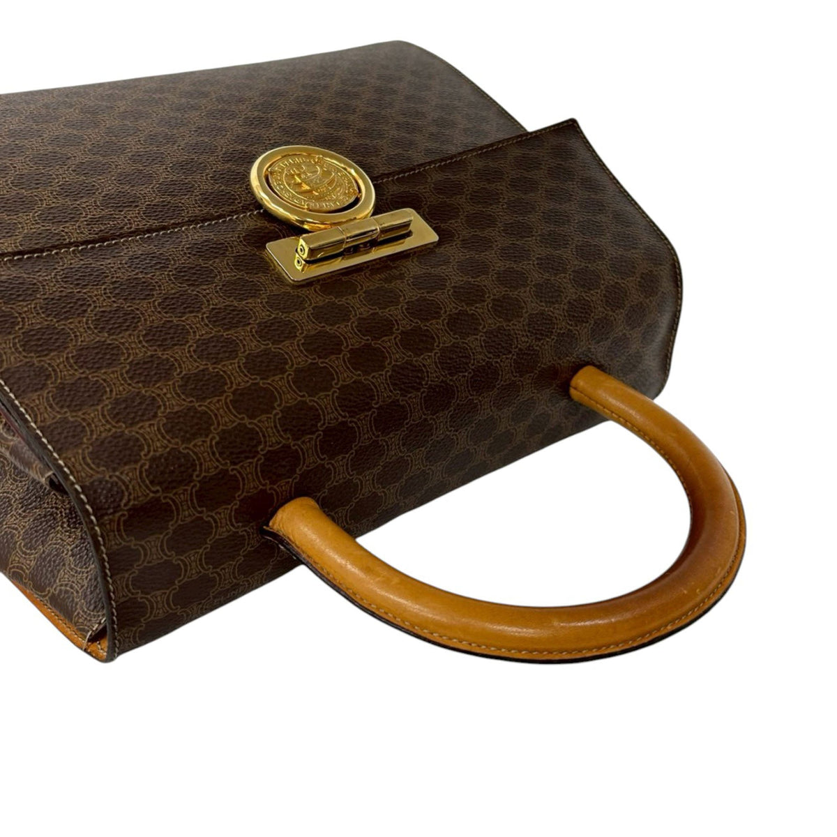 Celine Macadam Coated Canvas Medallion Handbag — Brown
