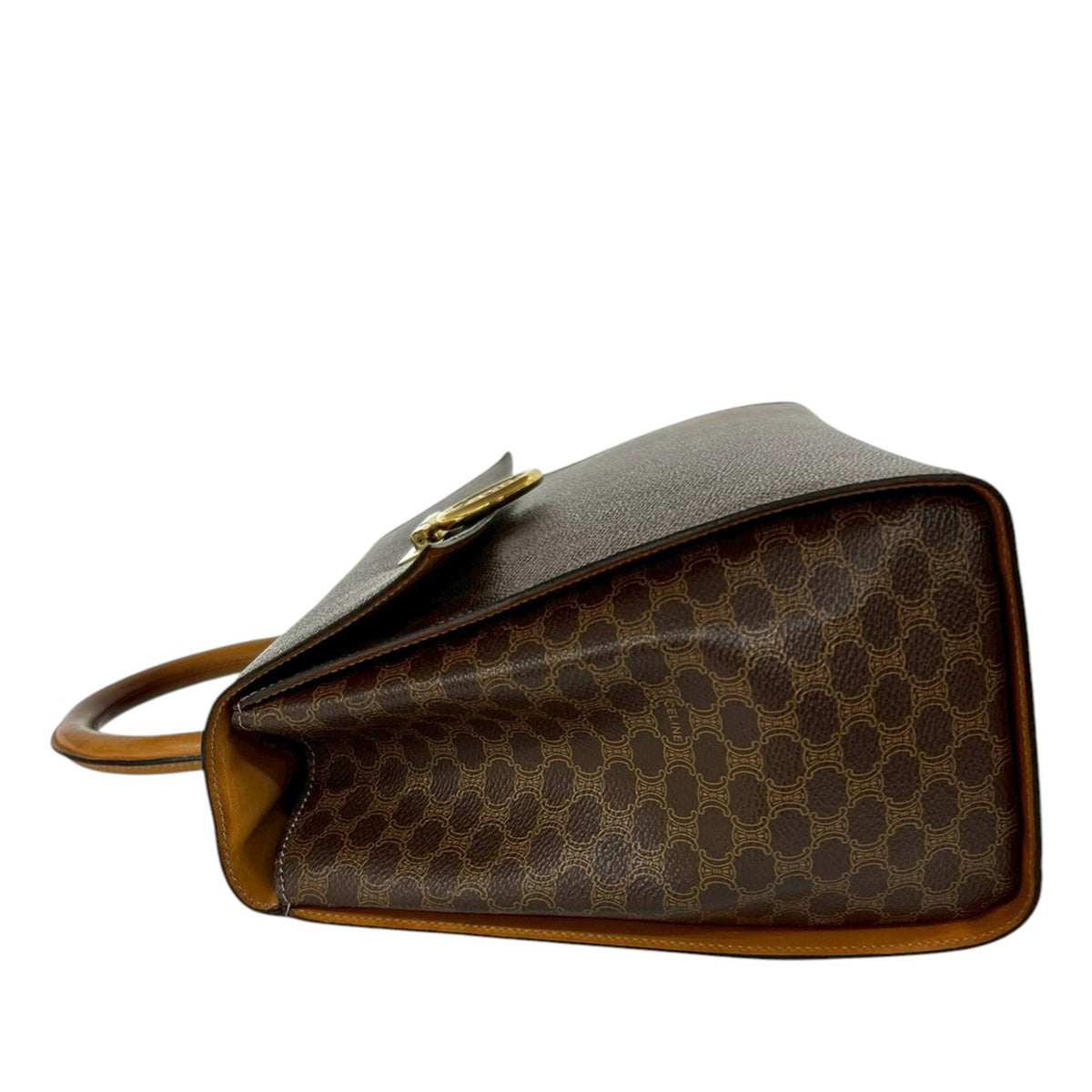 Celine Macadam Coated Canvas Medallion Handbag — Brown