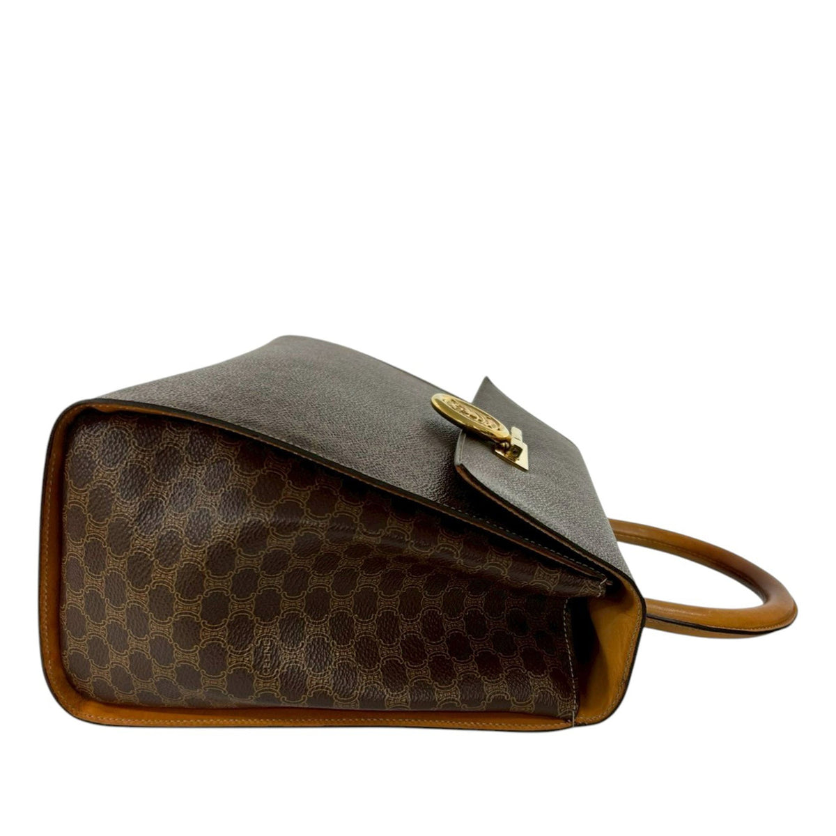 Celine Macadam Coated Canvas Medallion Handbag — Brown