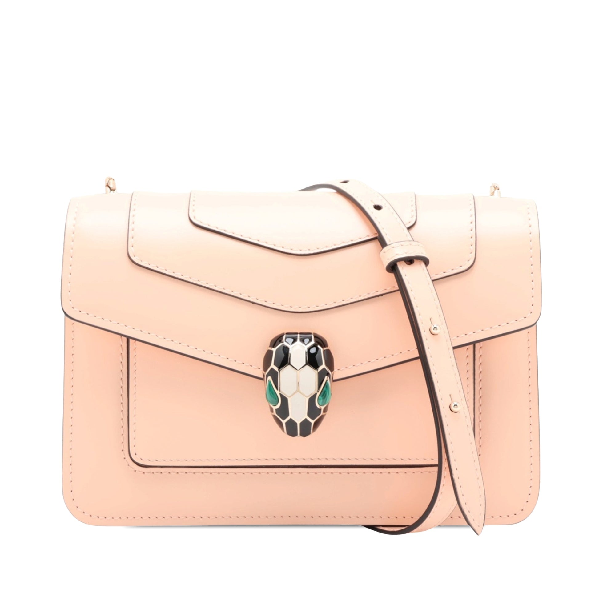Bvlgari Small Leather Square Serpenti Forever Chain Crossbody