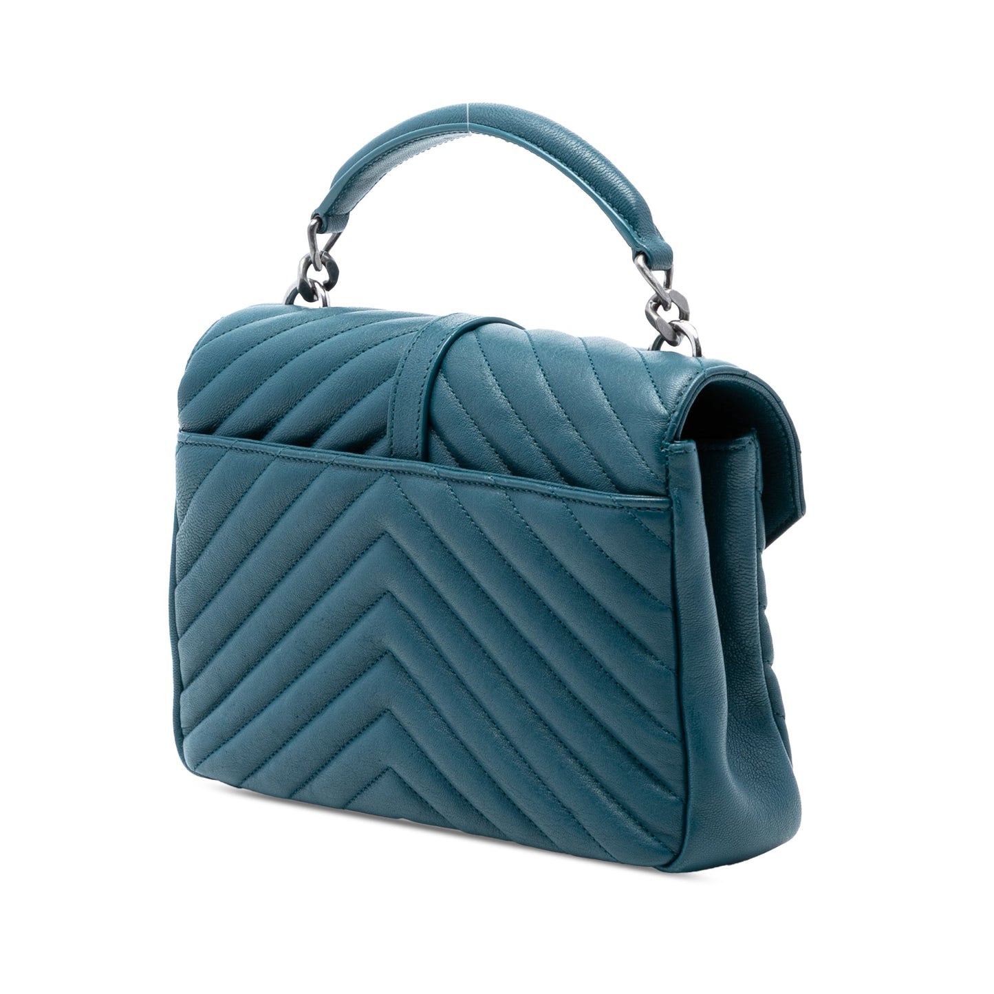 Medium Quilted Chevron Sheepskin College Satchel