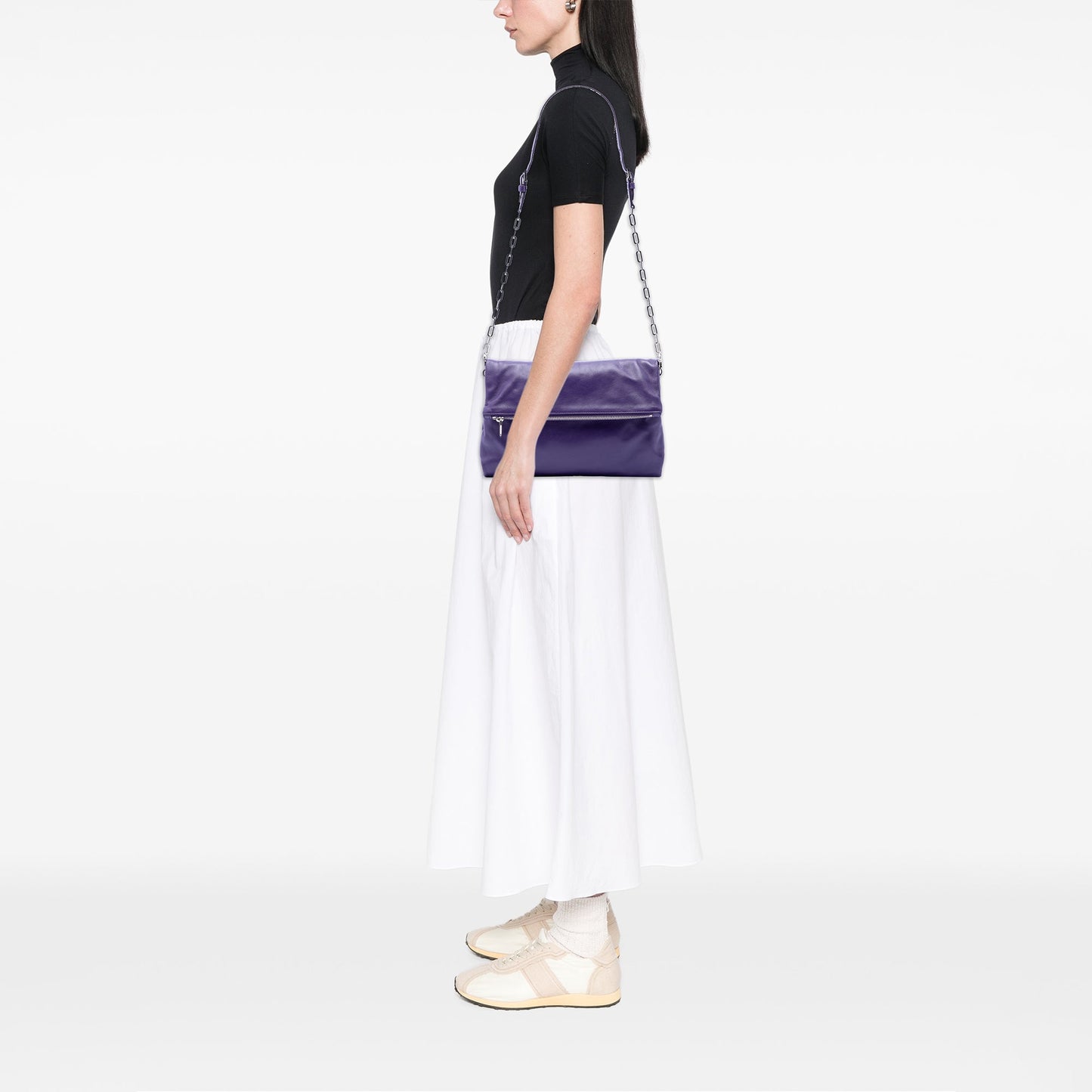 Prada Soft Calf Fold Over Shoulder Bag
