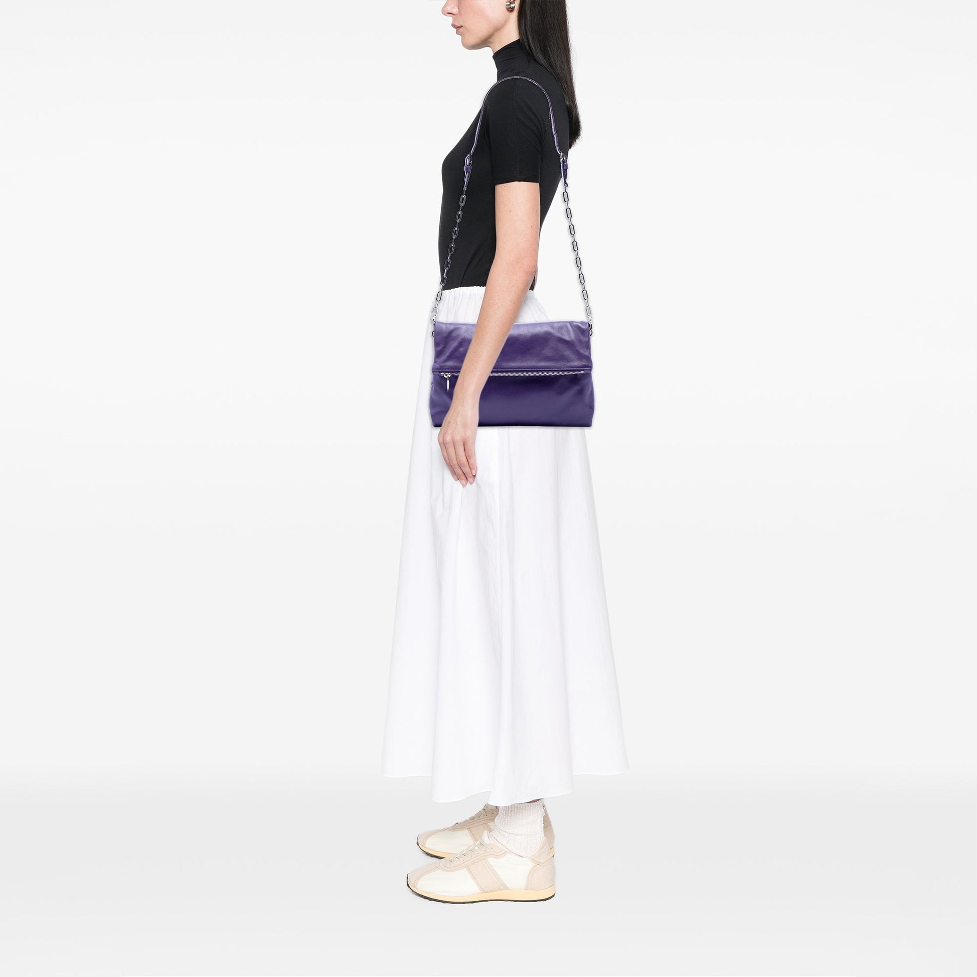Prada Soft Calf Fold Over Shoulder Bag