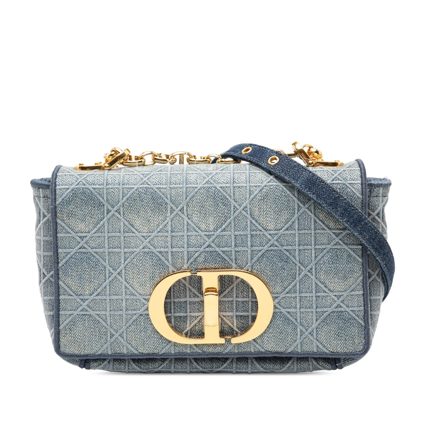 Dior Small Embroidered Denim Cannage Caro Bag