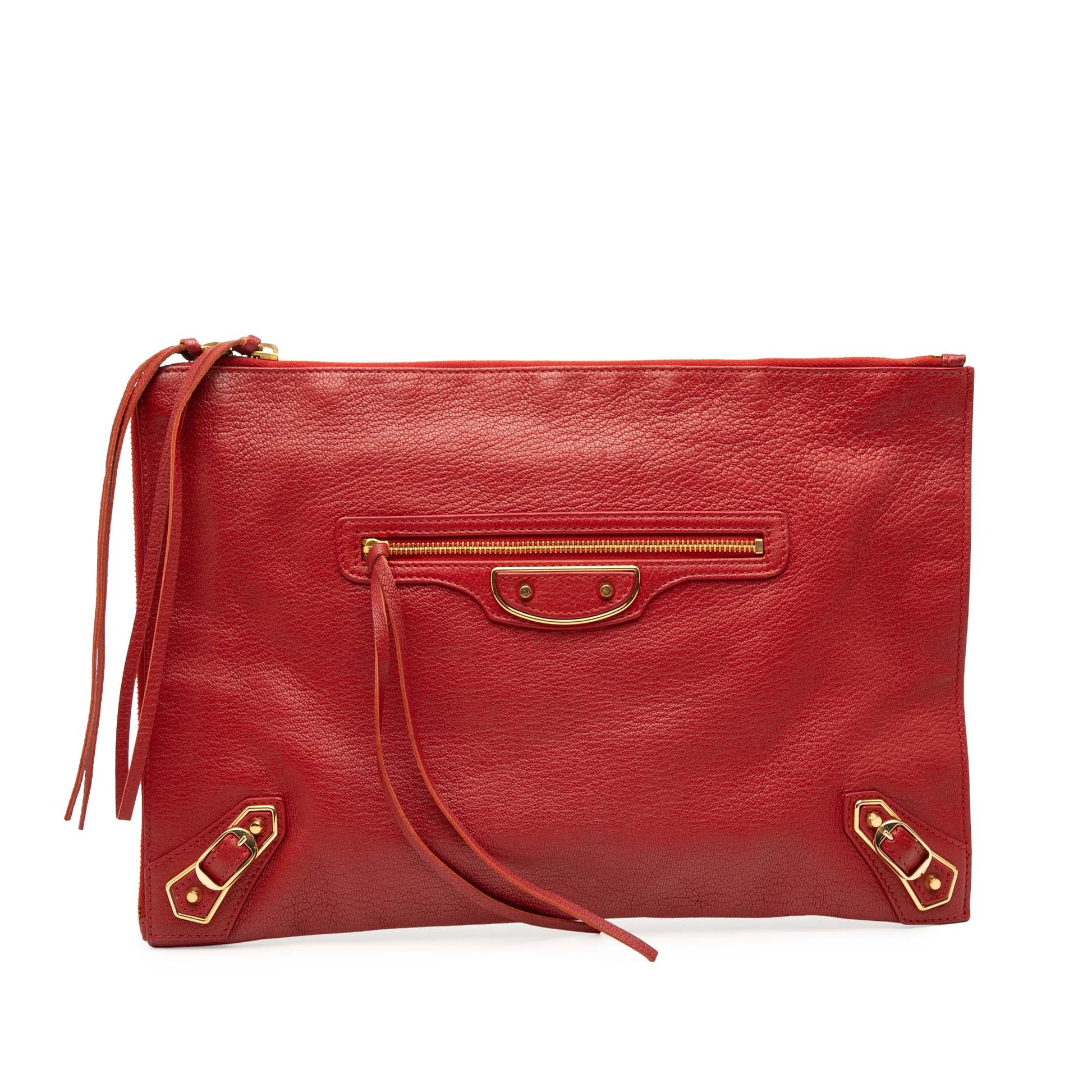 Balenciaga Veau Motocross Classic Metallic Edge Clutch