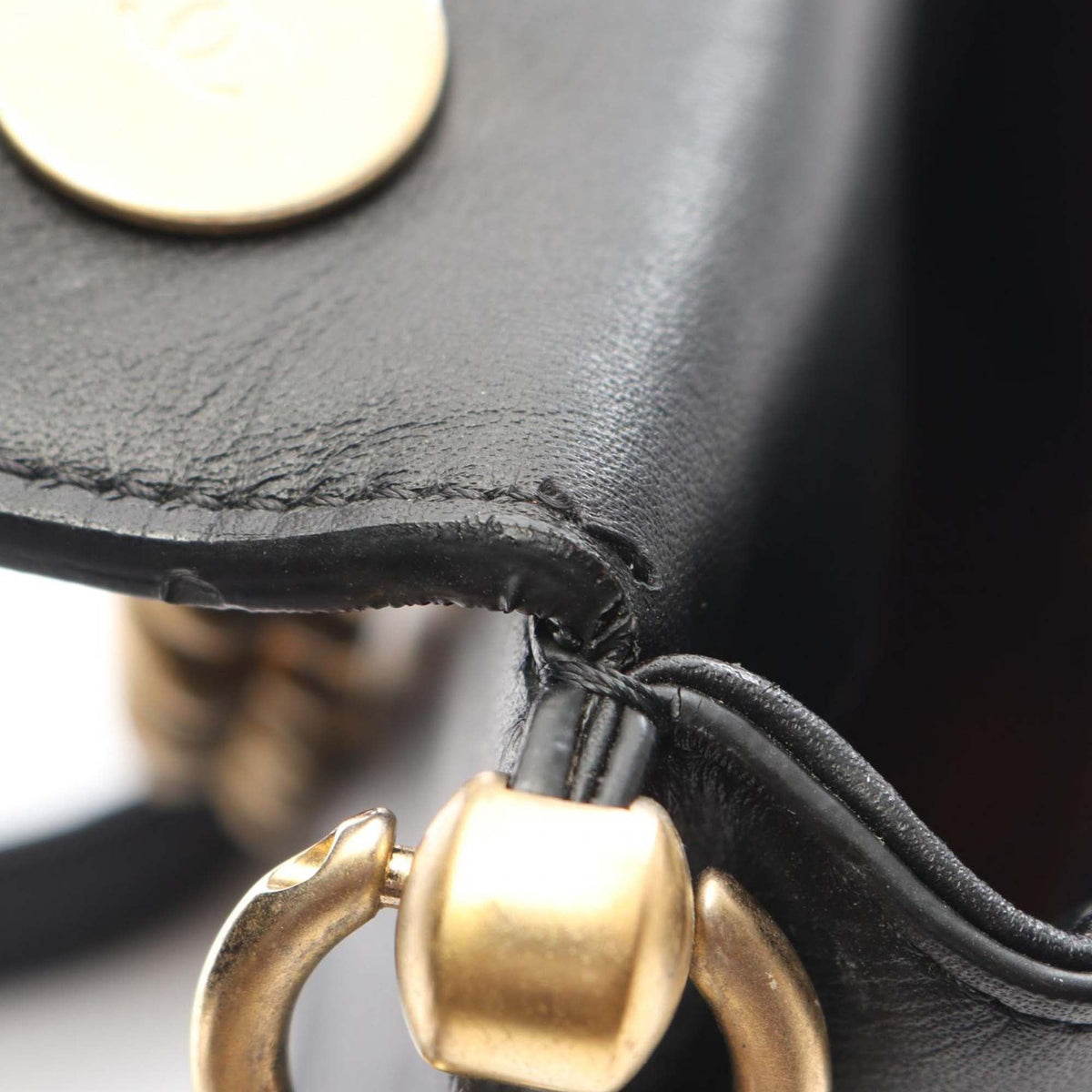 Chanel CC Stitched Calfskin Chain Flap