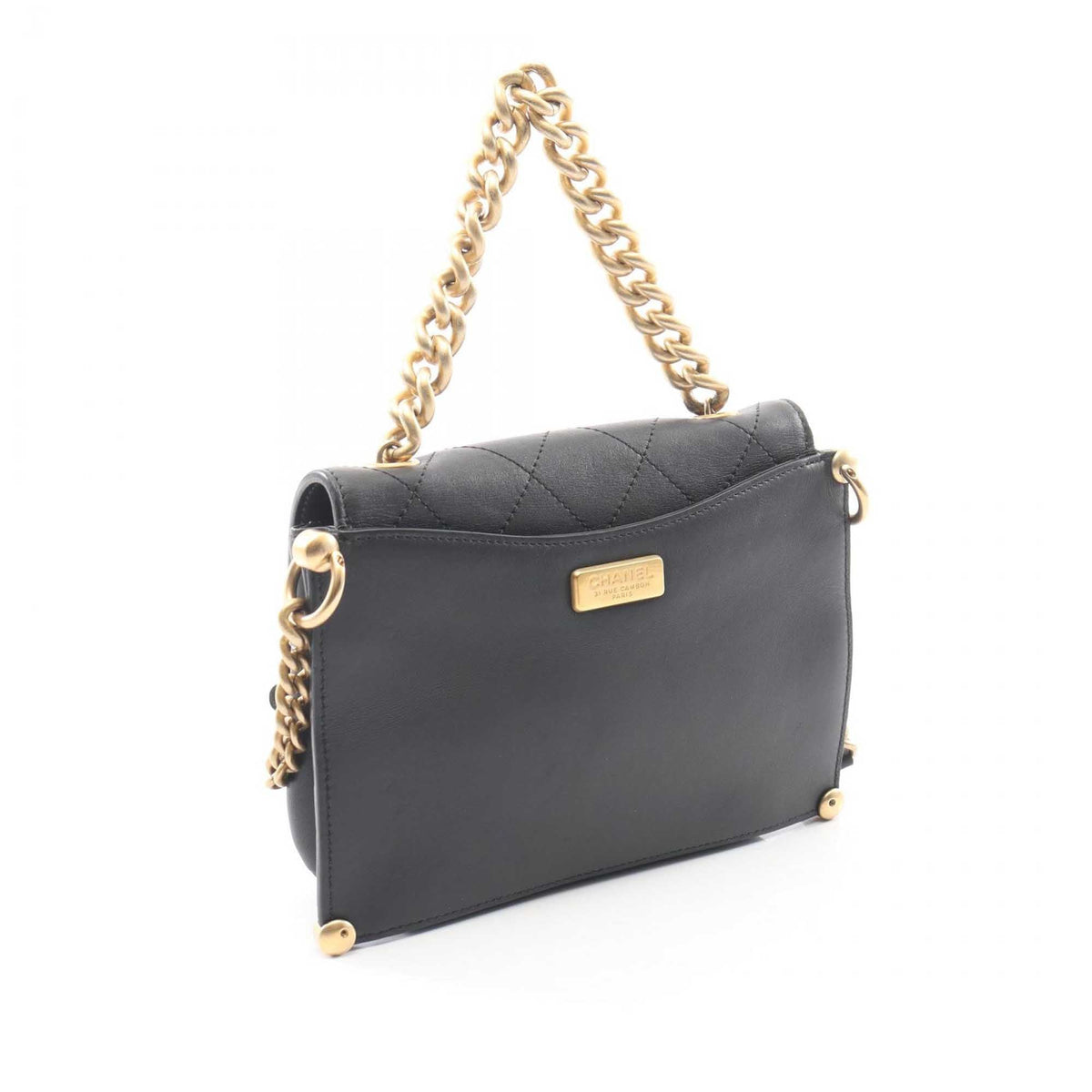 Chanel CC Stitched Calfskin Chain Flap
