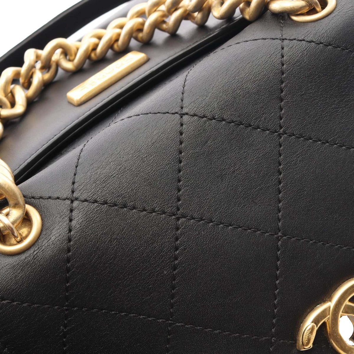 Chanel CC Stitched Calfskin Chain Flap