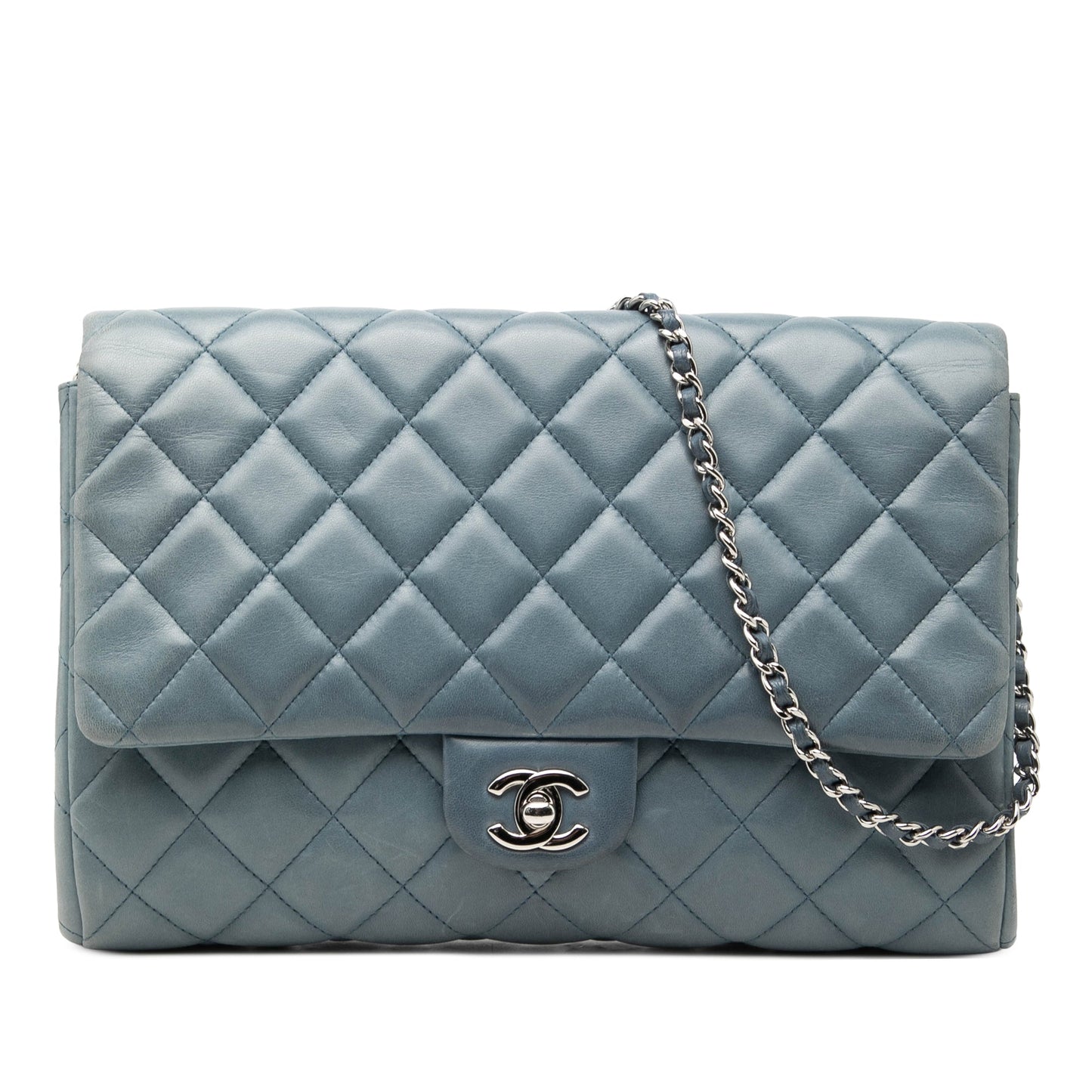 Chanel CC Quilted Lambskin Flap Clutch with Chain