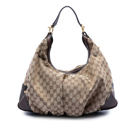Large GG Canvas Jockey Hobo