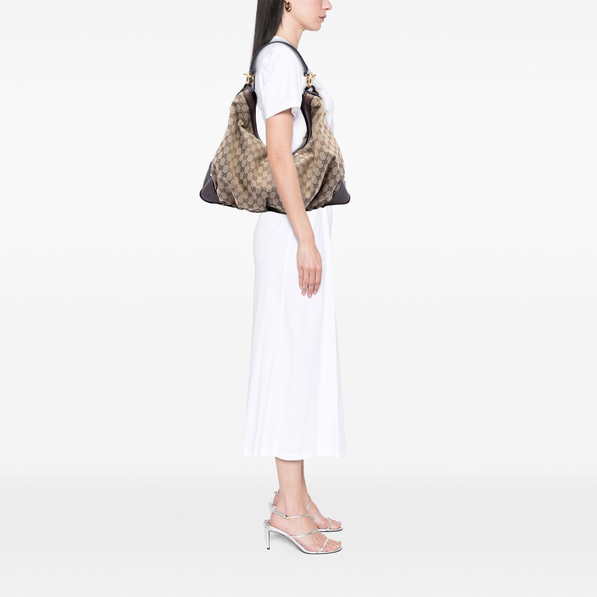 Large GG Canvas Jockey Hobo