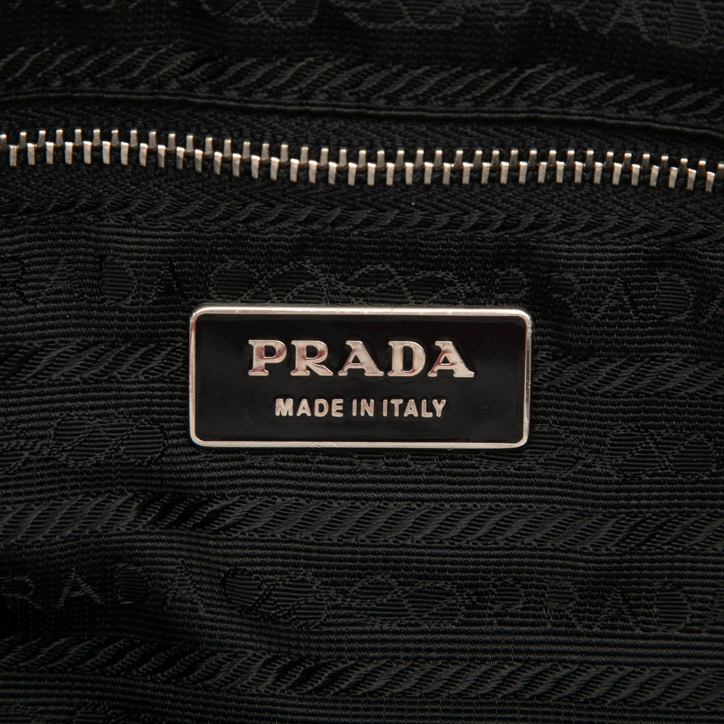 Prada Vitello Daino Trimmed Tessuto Zip Top Crossbody