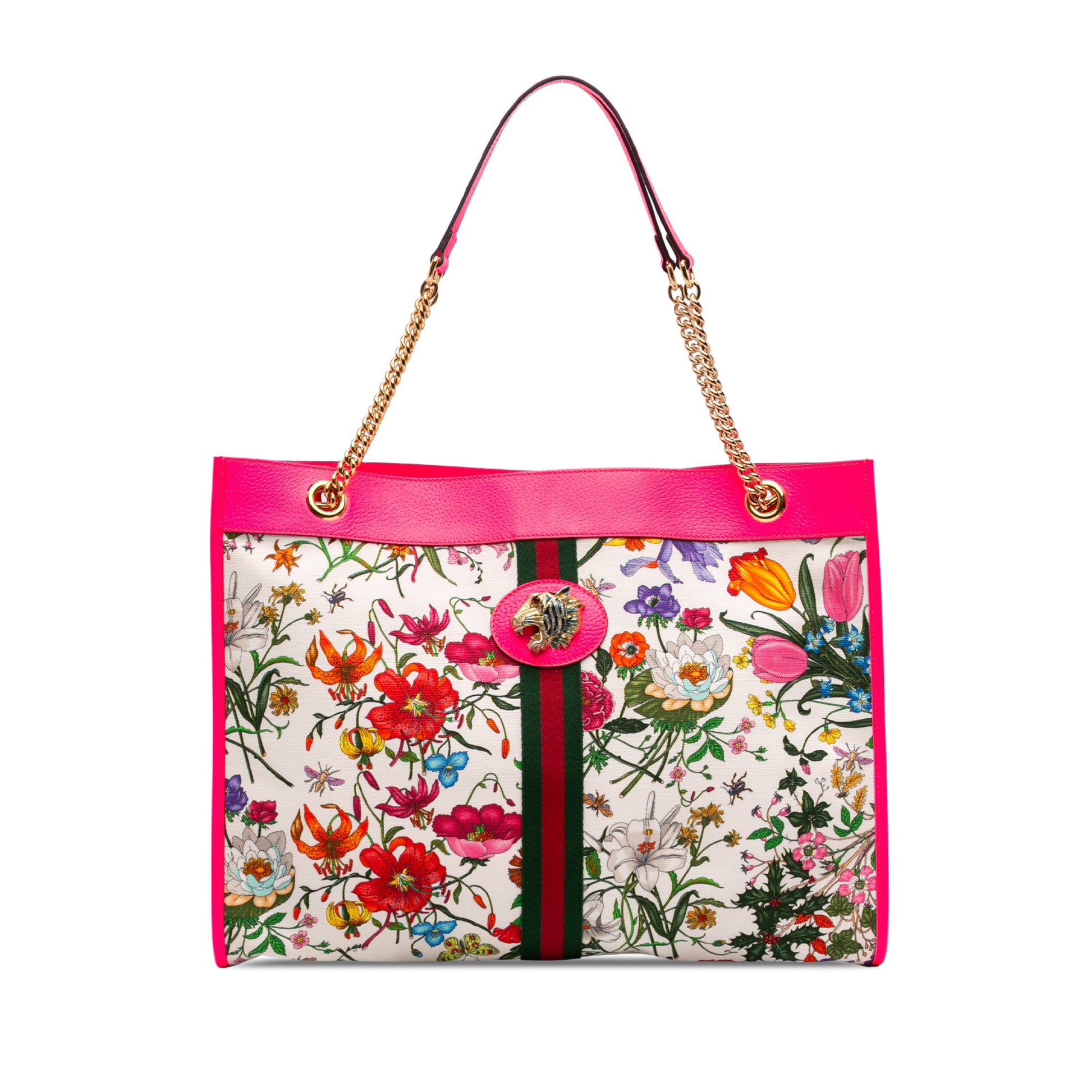 Gucci Large Canvas Web Flora Rajah Tote