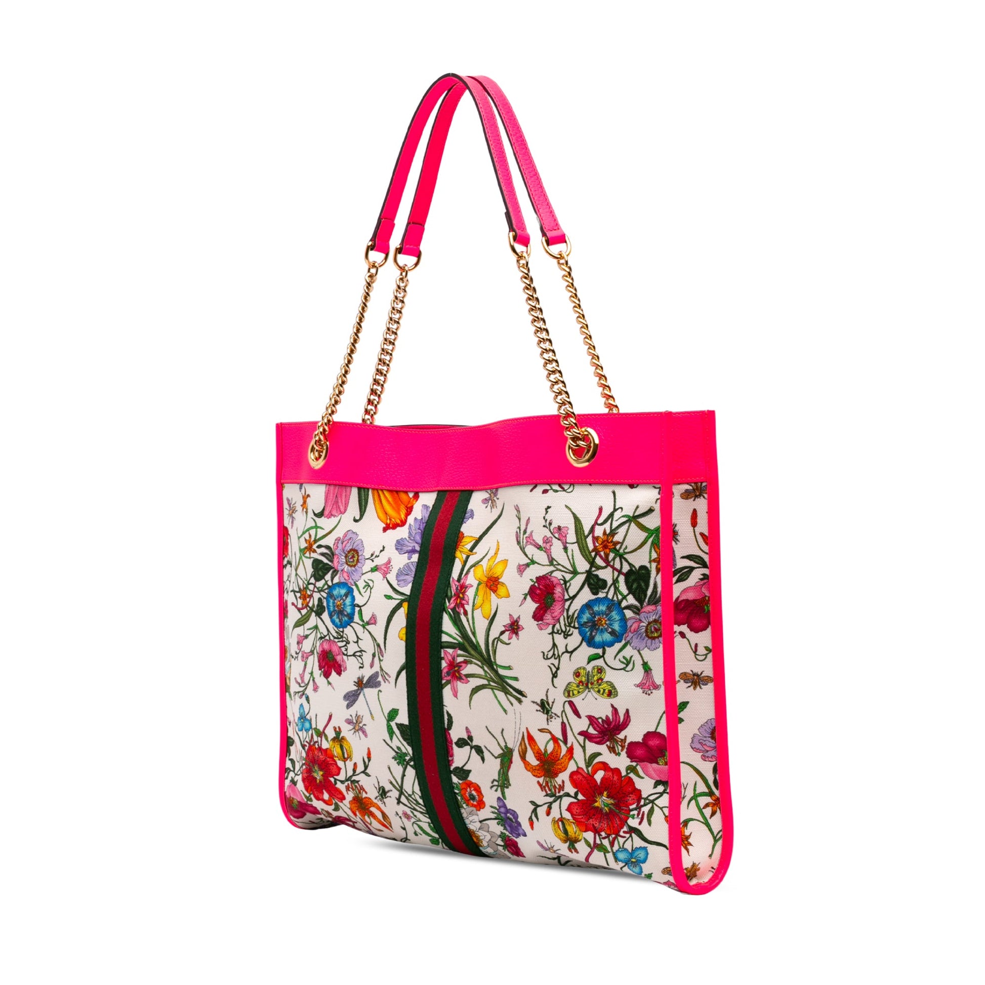 Gucci Large Canvas Web Flora Rajah Tote