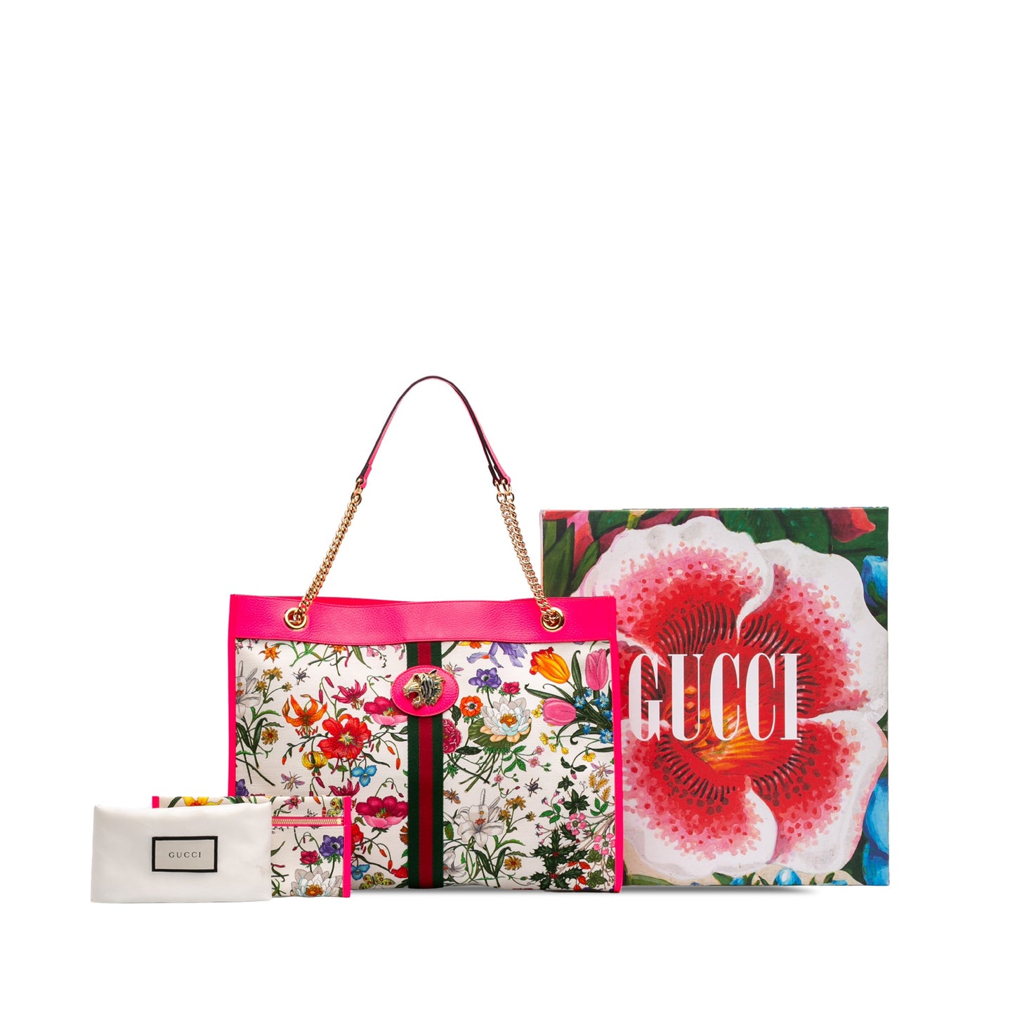Gucci Large Canvas Web Flora Rajah Tote