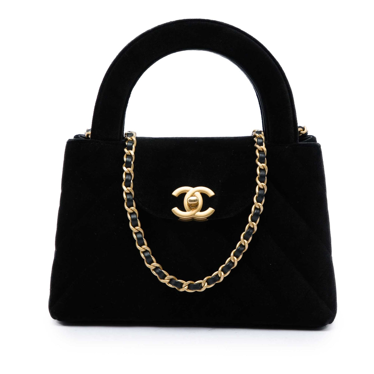 Chanel Nano Velvet Kelly Shopper Bag — Black