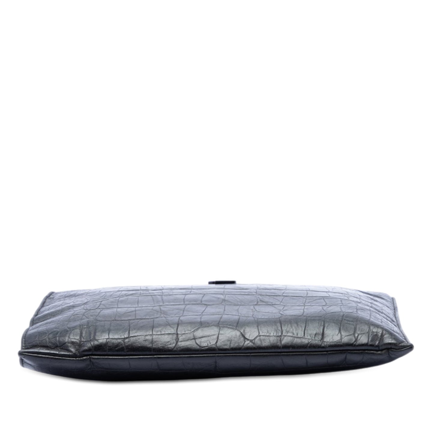 Saint Laurent Croc Embossed Leather Monogram Document Holder