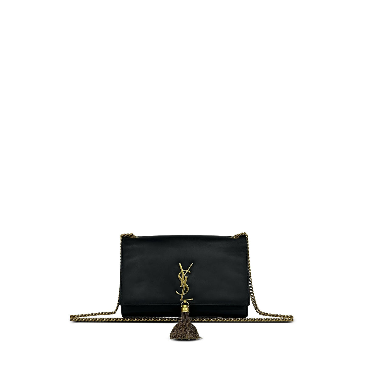 Saint Laurent Medium Smooth Calfskin Classic Monogram Kate Tassel Crossbody — Black