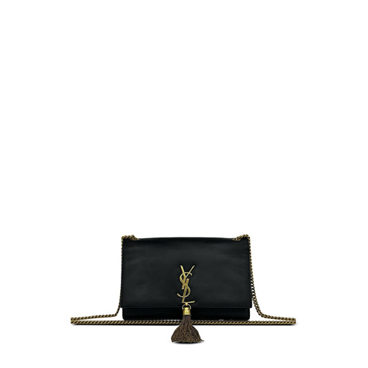 Saint Laurent Medium Smooth Calfskin Classic Monogram Kate Tassel Crossbody — Black