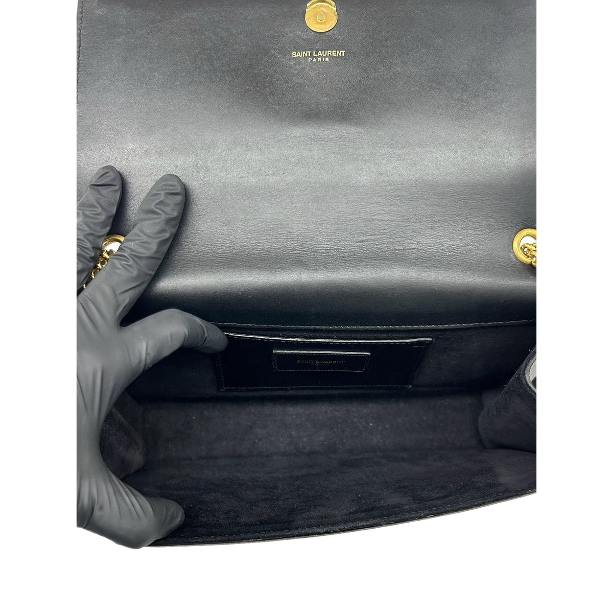 Saint Laurent Medium Smooth Calfskin Classic Monogram Kate Tassel Crossbody — Black