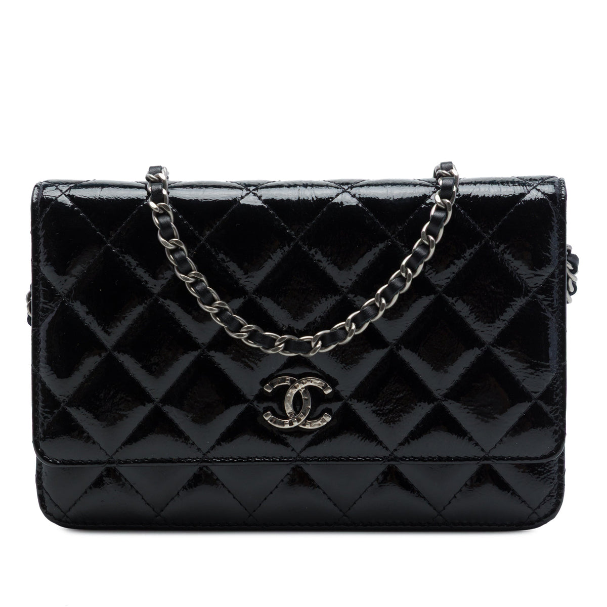 Chanel Paris Dallas CC Quilted Patent Goatskin Wallet on Chain