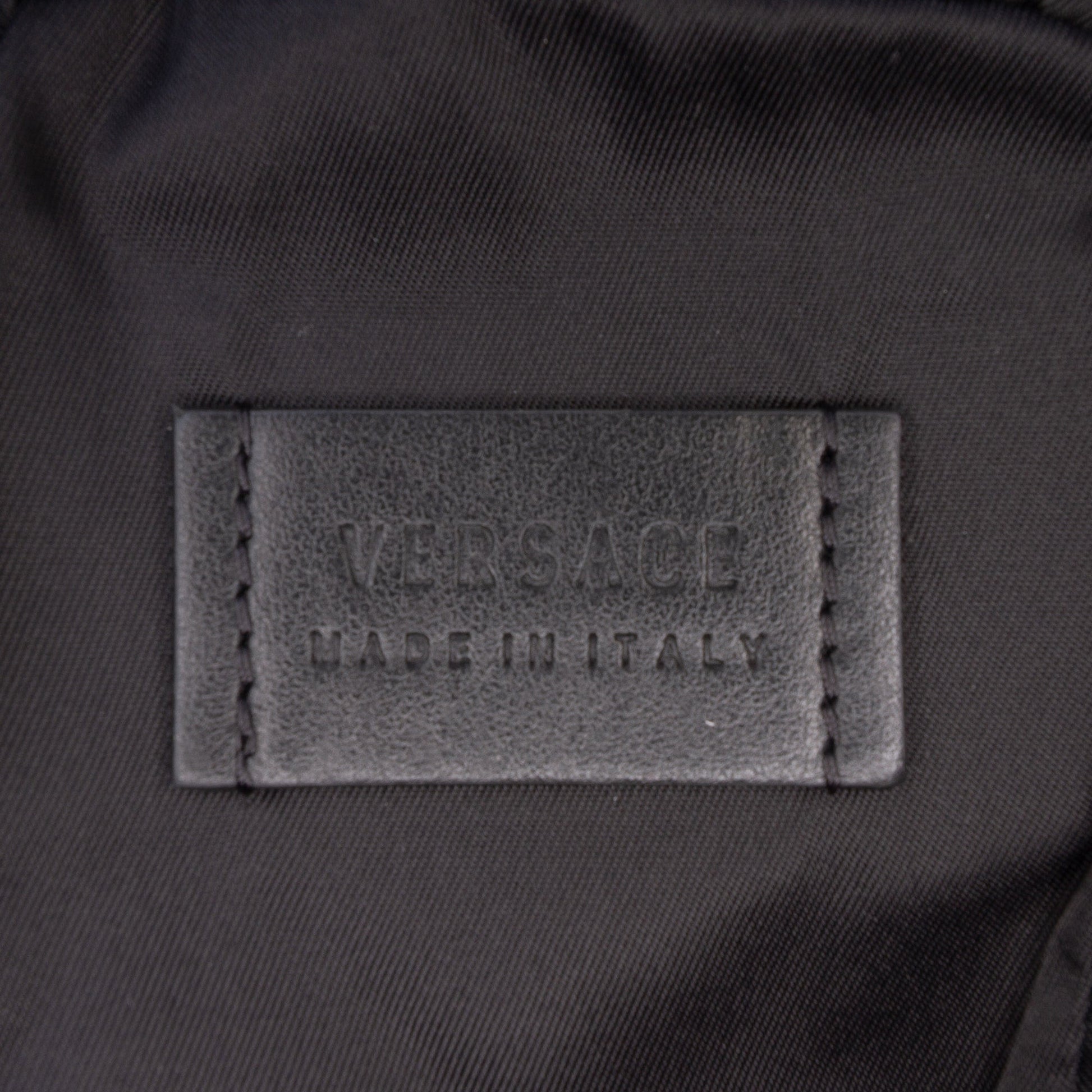 Versace Textured Leather Virtus Neck Pouch Crossbody