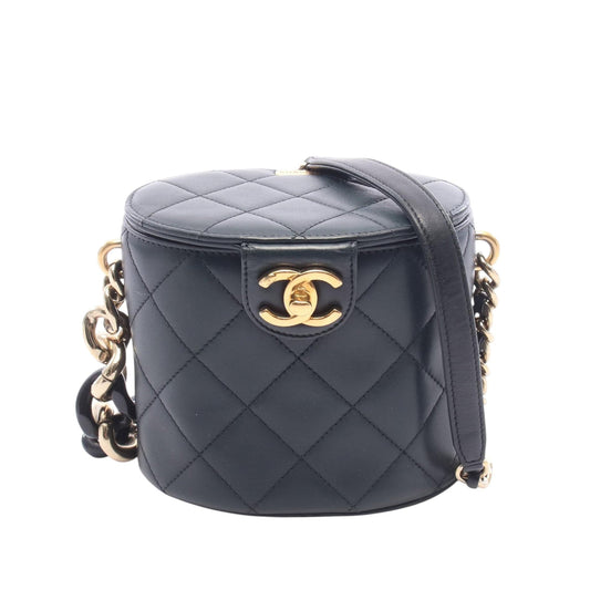 Chanel CC Lambskin Elegant Chain Vanity Case — Black