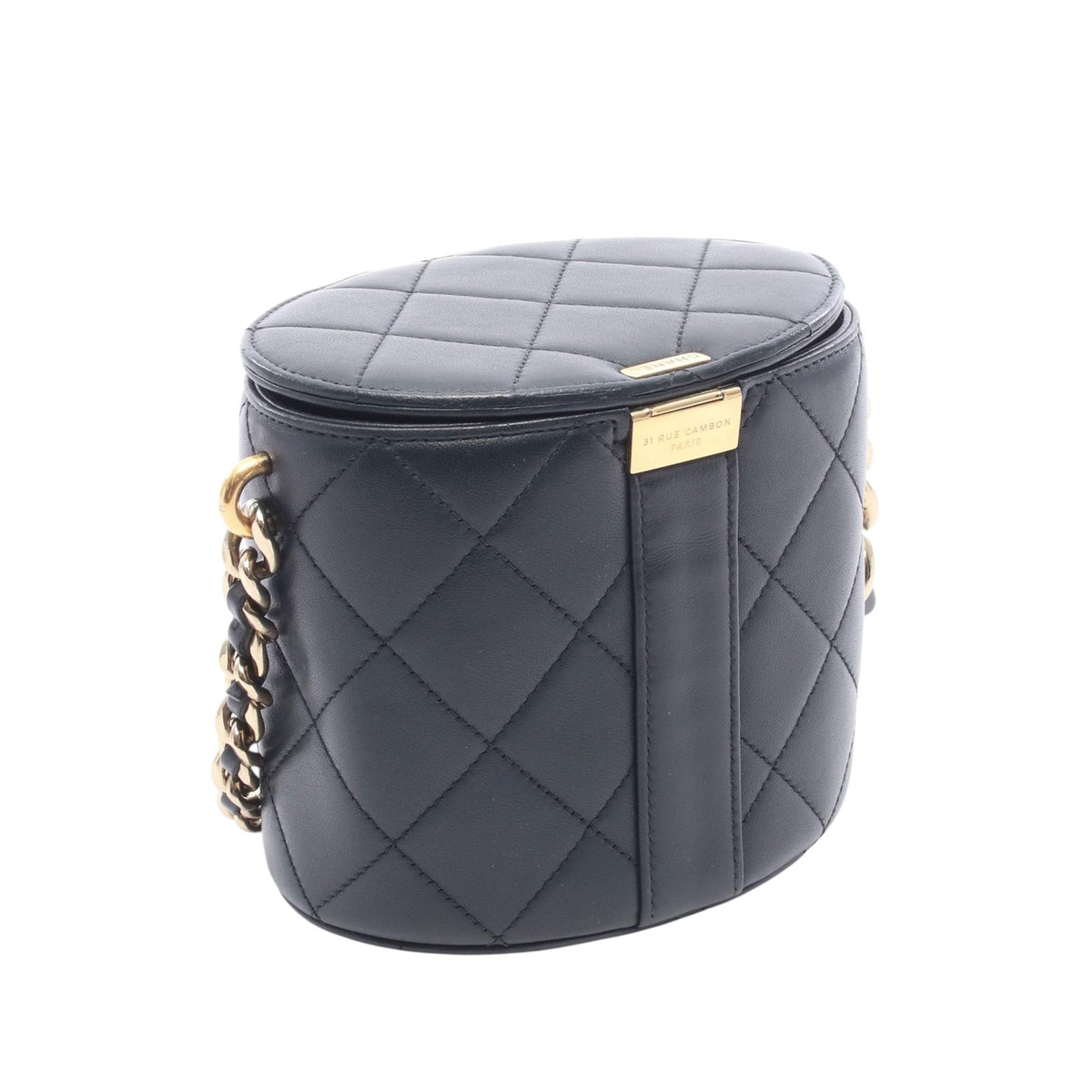 Chanel CC Lambskin Elegant Chain Vanity Case — Black
