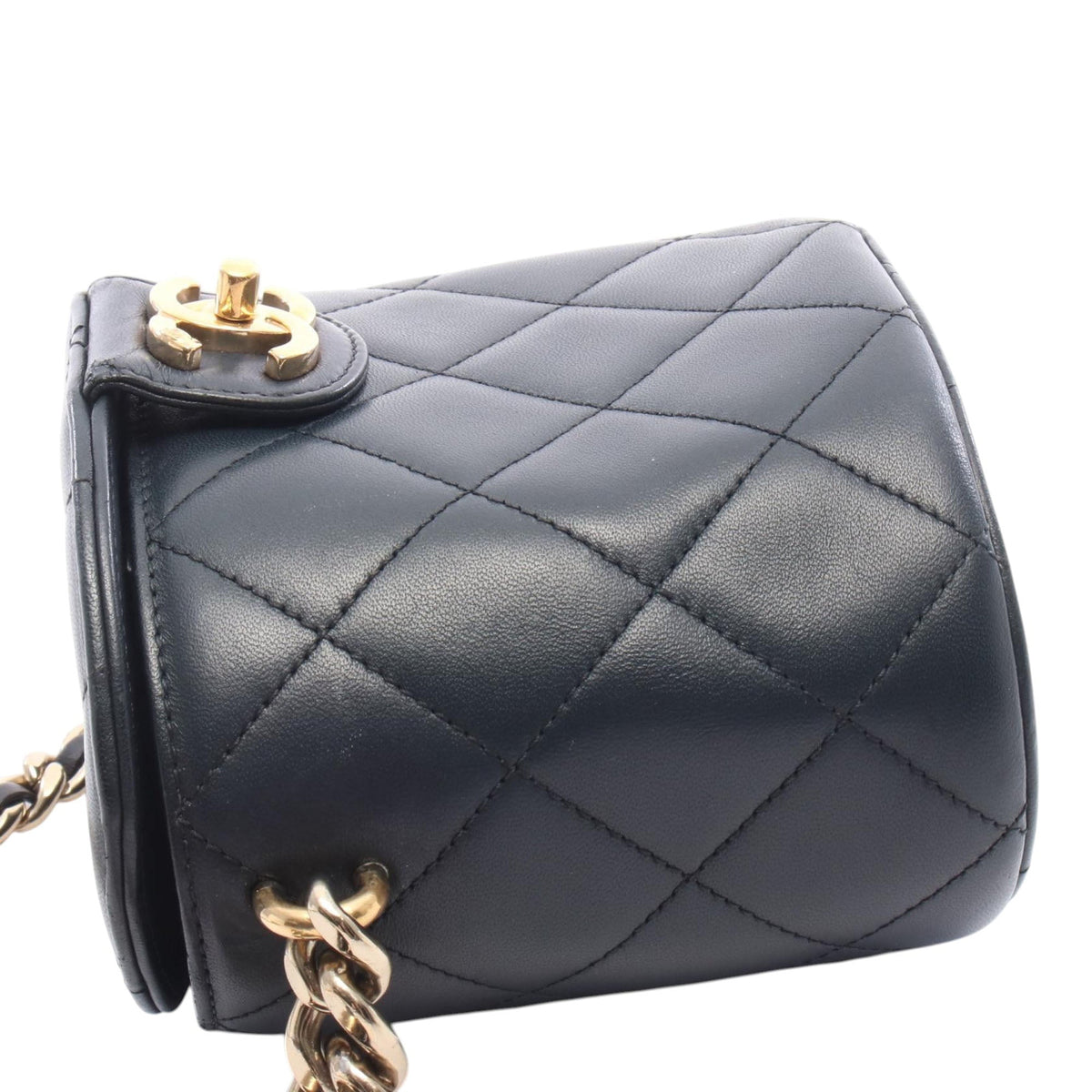 Chanel CC Lambskin Elegant Chain Vanity Case — Black
